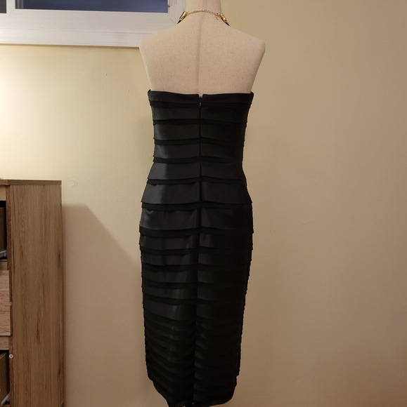 WHBM Black Satin and Chiffon Cocktail Dress - Picture 2 of 7